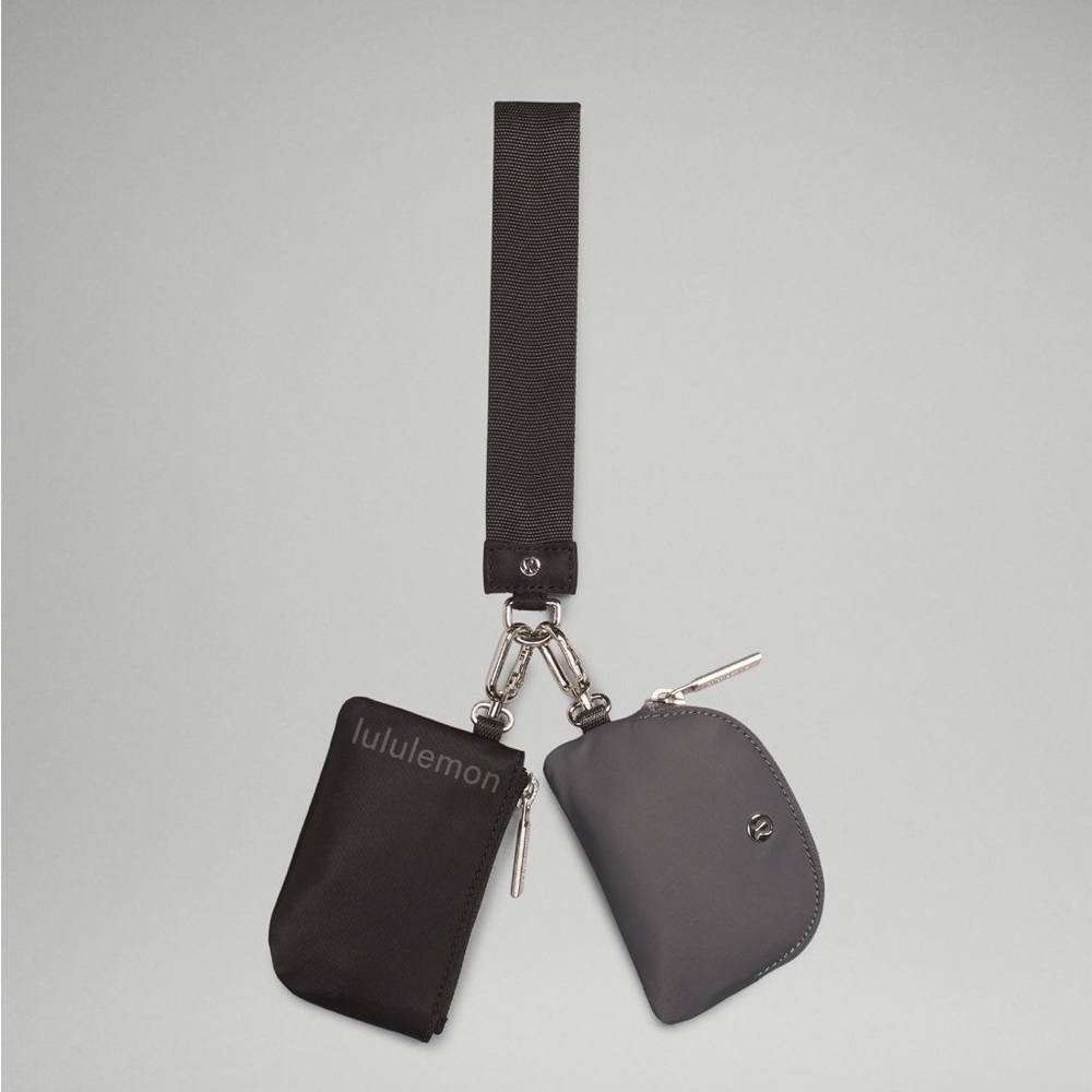 NWT Lululemon Dual Pouch Wristlet in Black / Traverse Grey